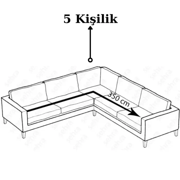 Osmanlı Desenli Jakarlı L Köşe Koltuk Örtüsü (5 ve 7 Kişilik) - Görsel 4