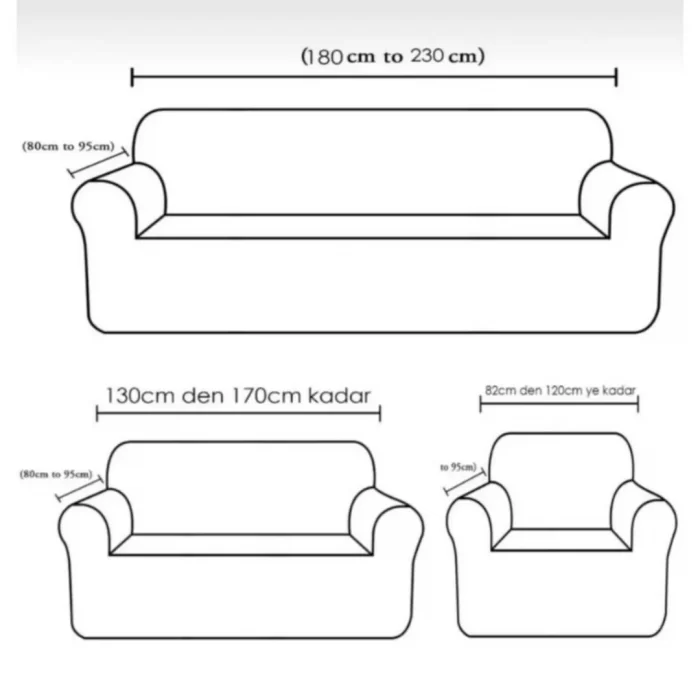 Jakarlı Koltuk Örtüsü Takımı (3+3+1+1) - Esnek, Yıkanabilir, Pamuklu - Görsel 2