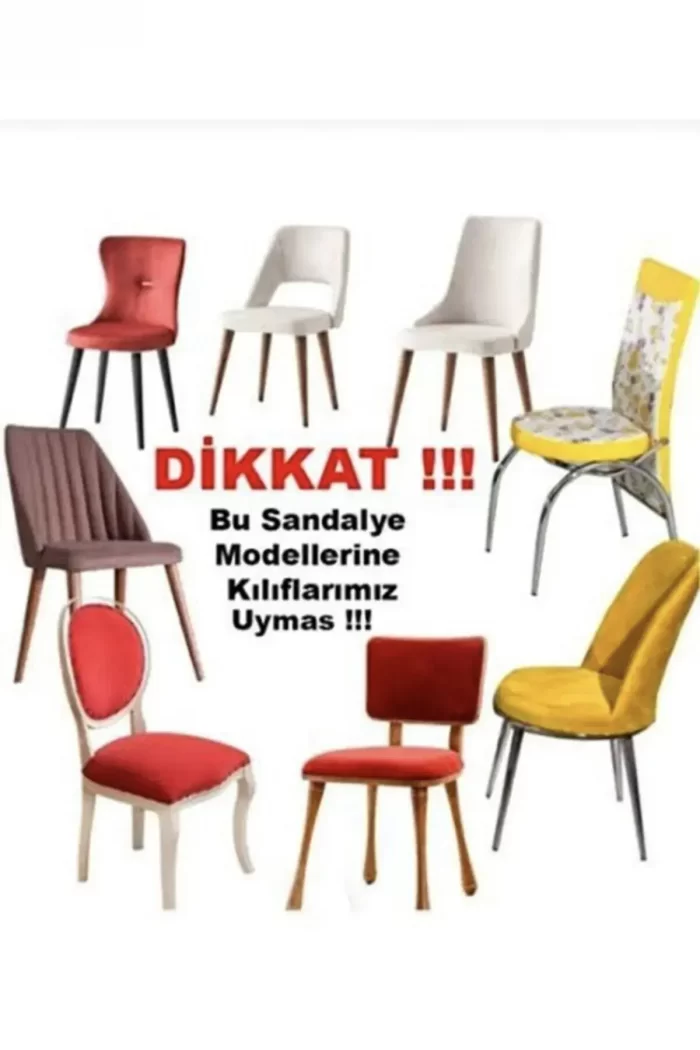 6li Jakarlı Lüks Sandalye Kılıfı lastikli Yıkanabilir Etekli Sandalye Örtüsü. Osmanlı Desen - Görsel 3