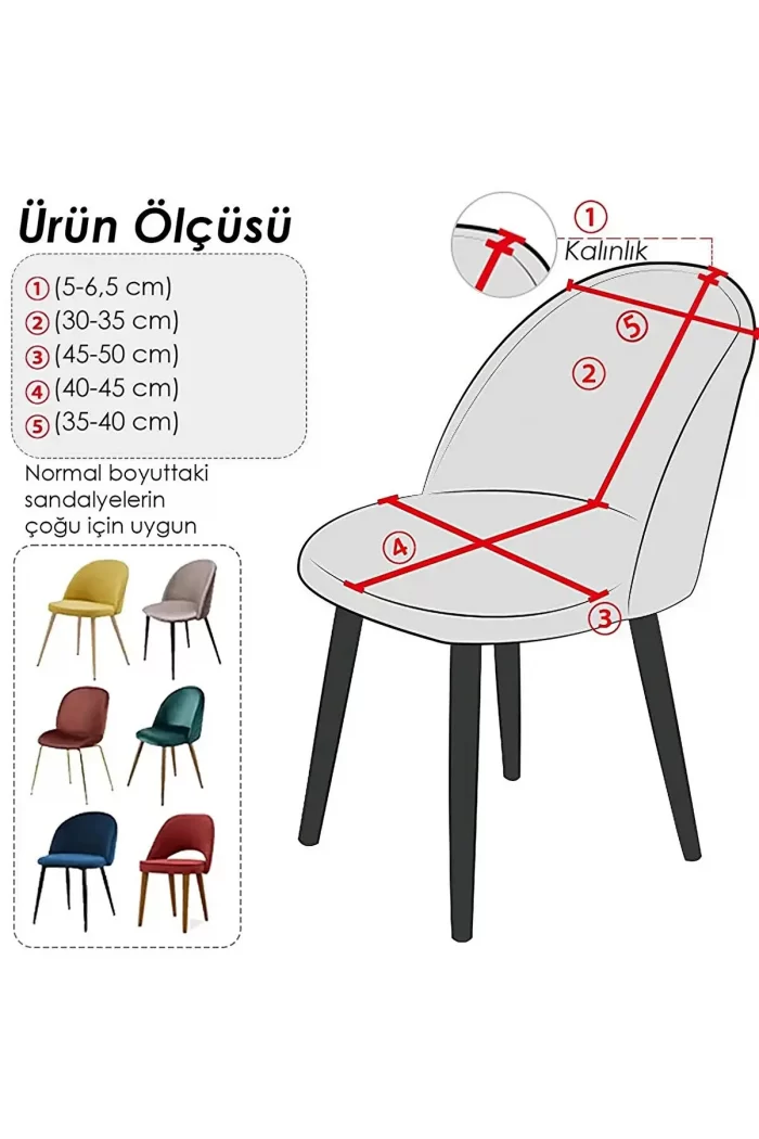 Likralı kumaş oval sandalye kılıfı. Minikare desen - Görsel 4